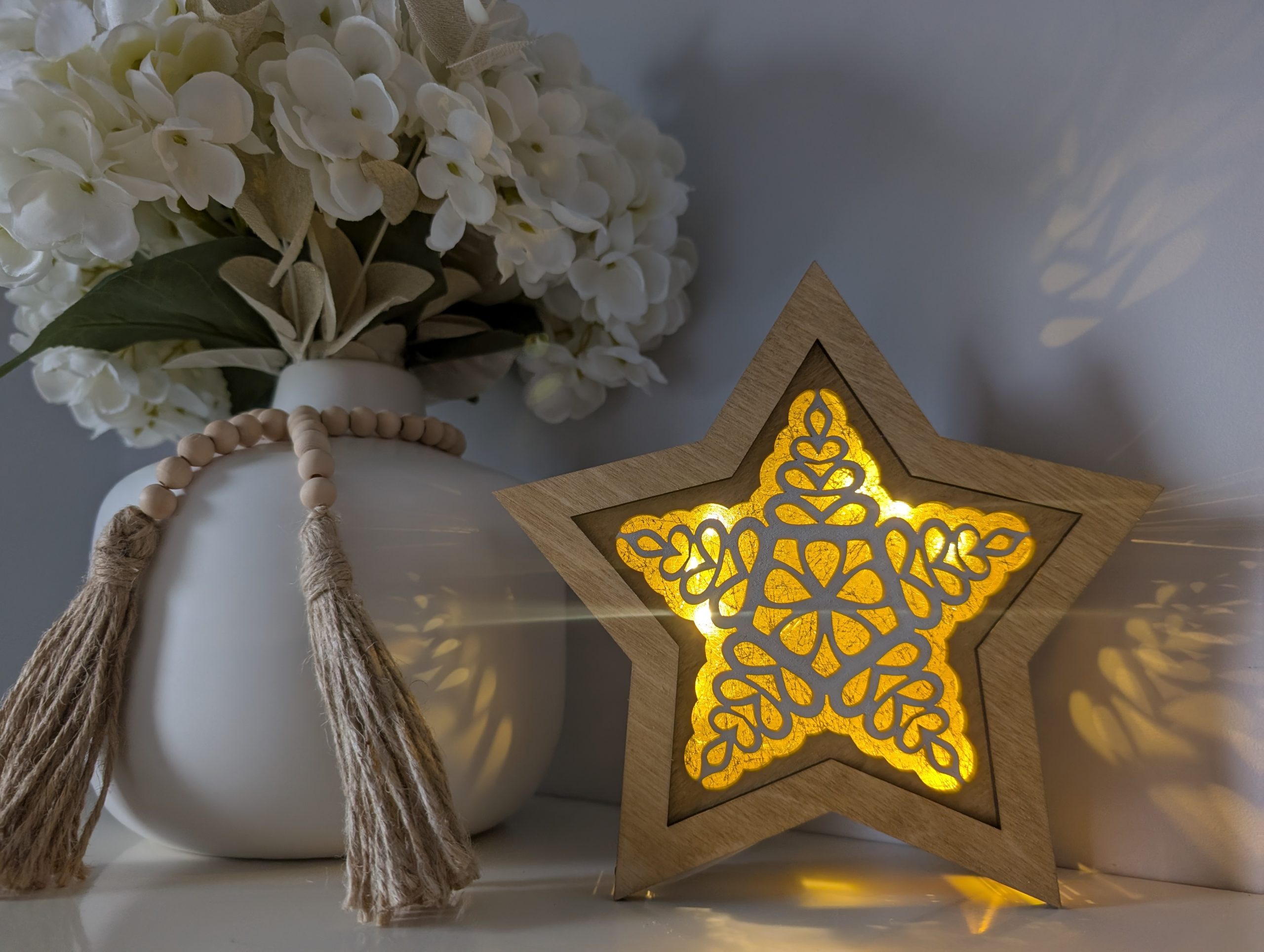 Light Oak Opal Teardrop Star Light Box