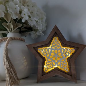Walnut Opal Teardrop Star Light Box