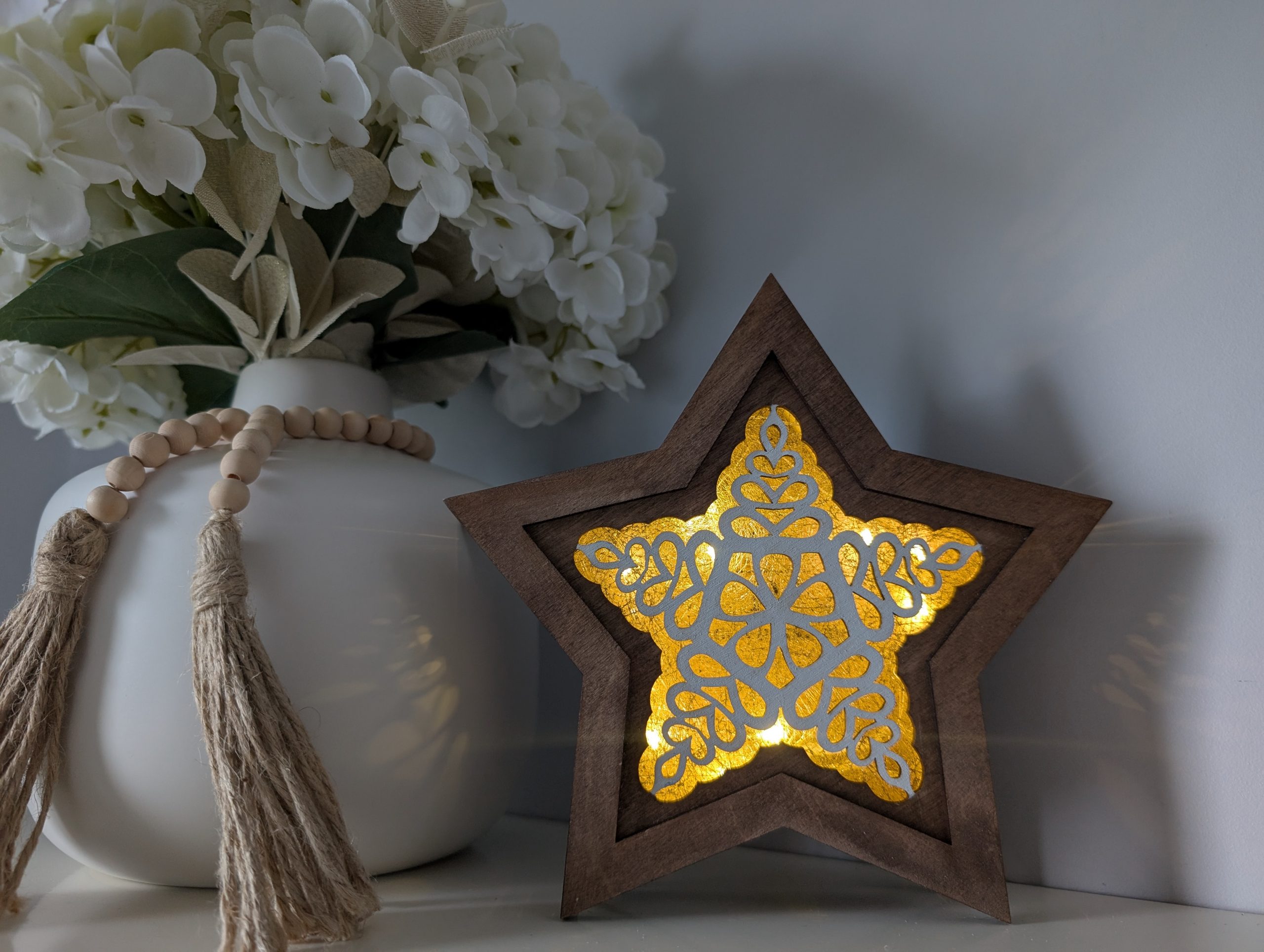 Walnut Opal Teardrop Star Light Box