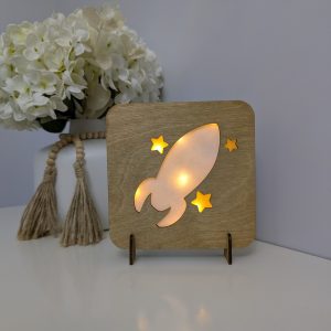 Rocket & Star Laser-Cut Nightlight