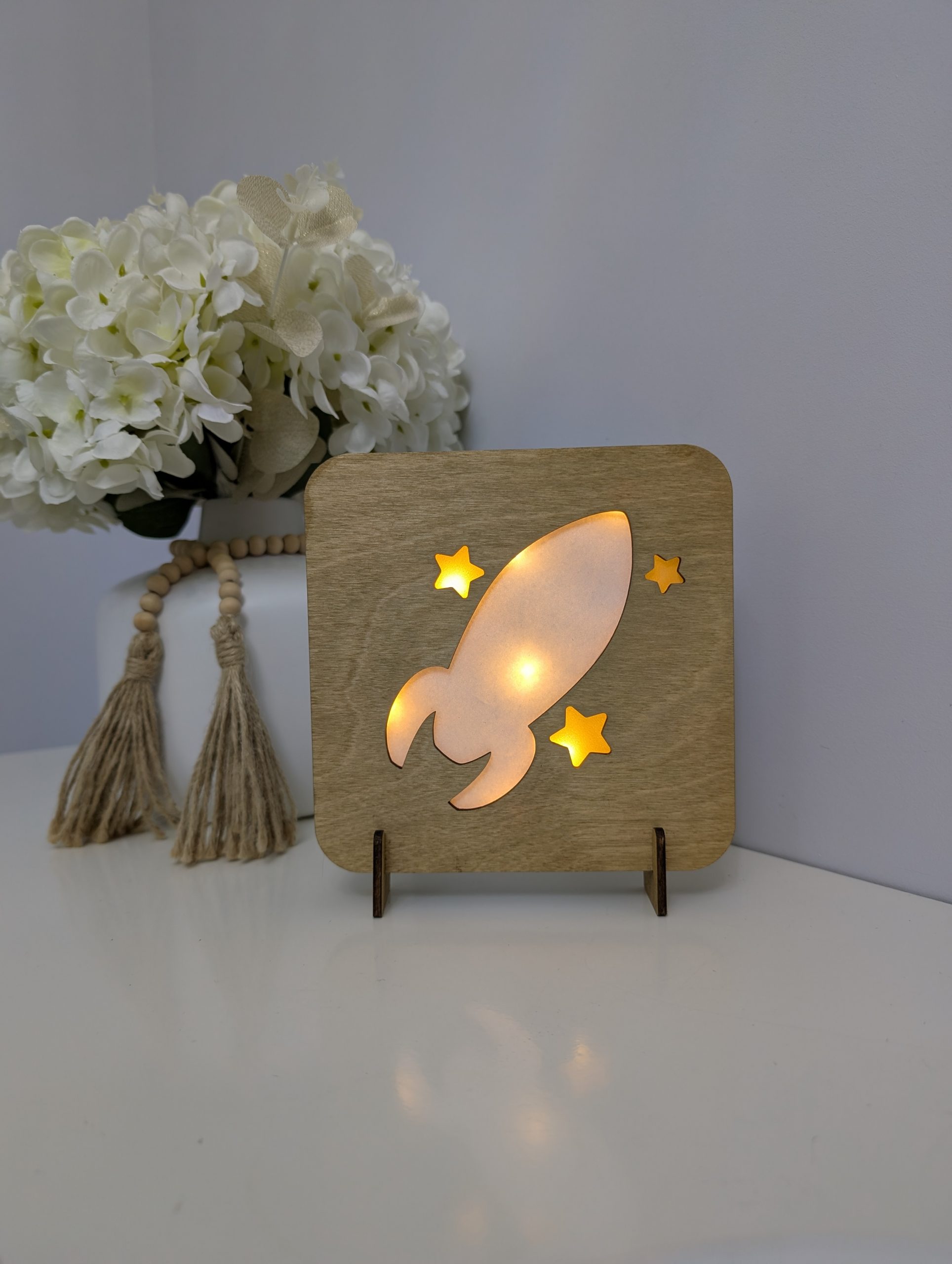 Rocket & Star Laser-Cut Nightlight