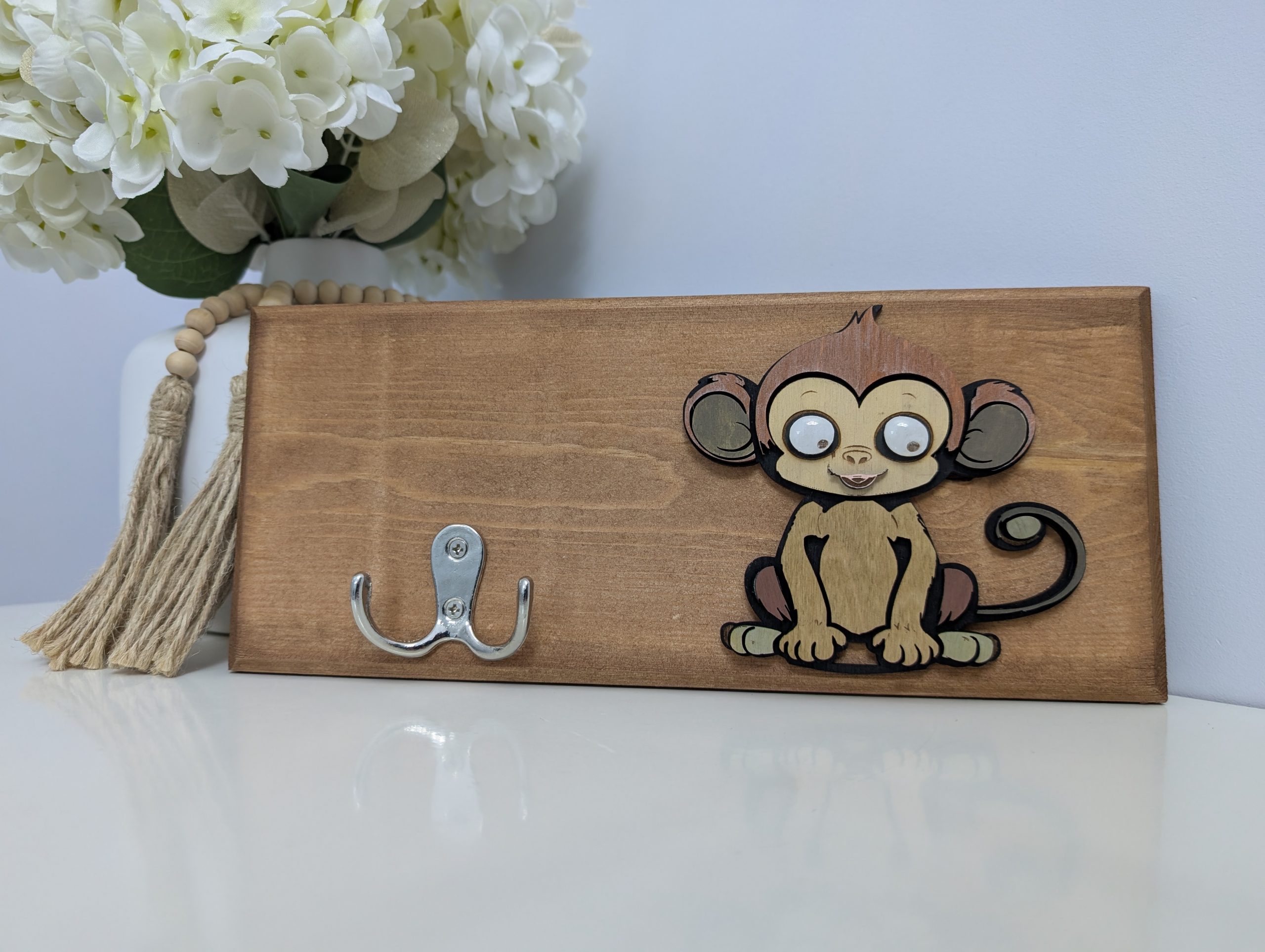 Playful Animal-Themed Redwood & Birch Plywood Coat Hook - Image 4