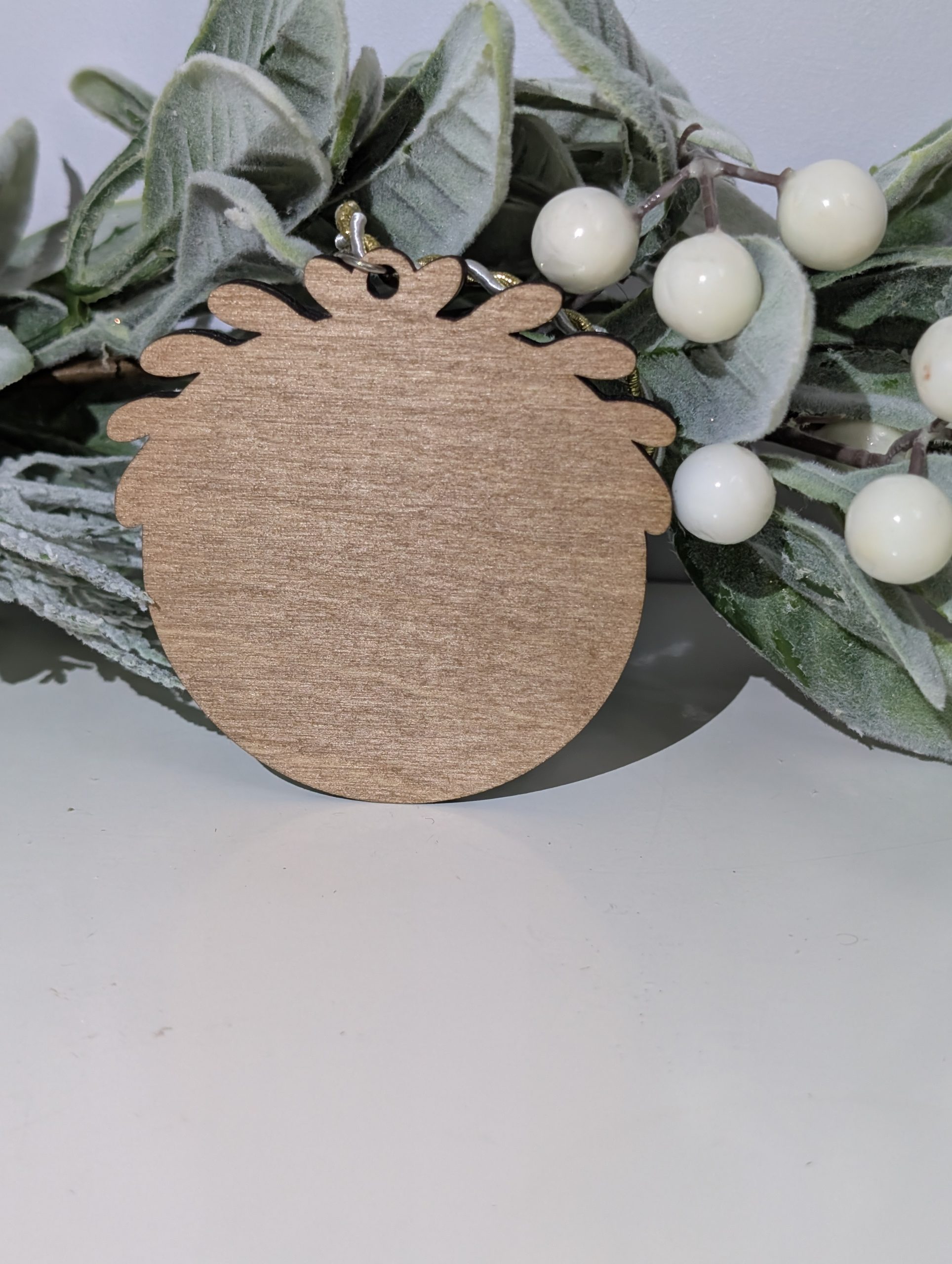 Wreath Bauble with Letter (Walnut Stain) - Image 5