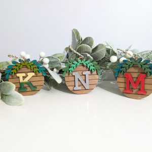 Wreath Bauble with Letter (Walnut Stain)