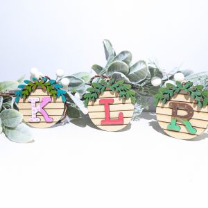 Wreath Bauble with Letter (White Ash Stain)